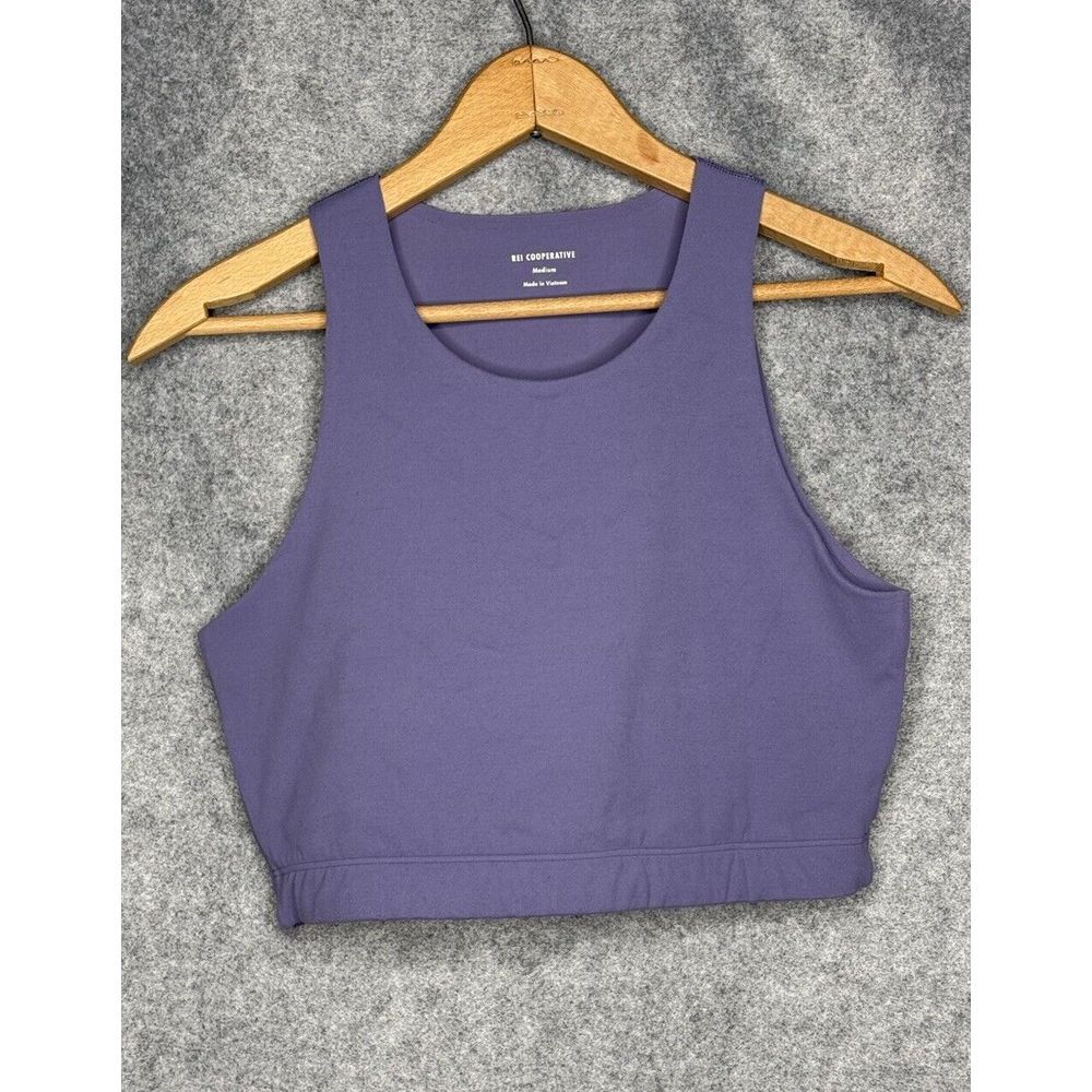 REI Co-op Take Your Time Sports Bra Cropped Athletic Top Lilac Purple Sz Medium